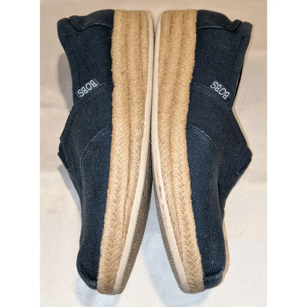 Skechers Bobs Highlights 2.0 Fairy Duster Espadrilles Low Wedge Shoes Sz 9 Navy
